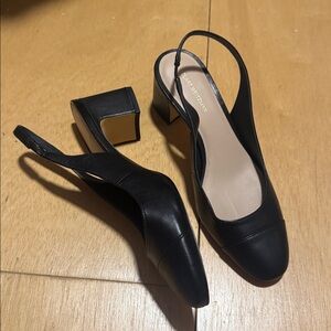 Stuart Weitzman Milla 55 leather slingback pumps‎ black Sz 7.5